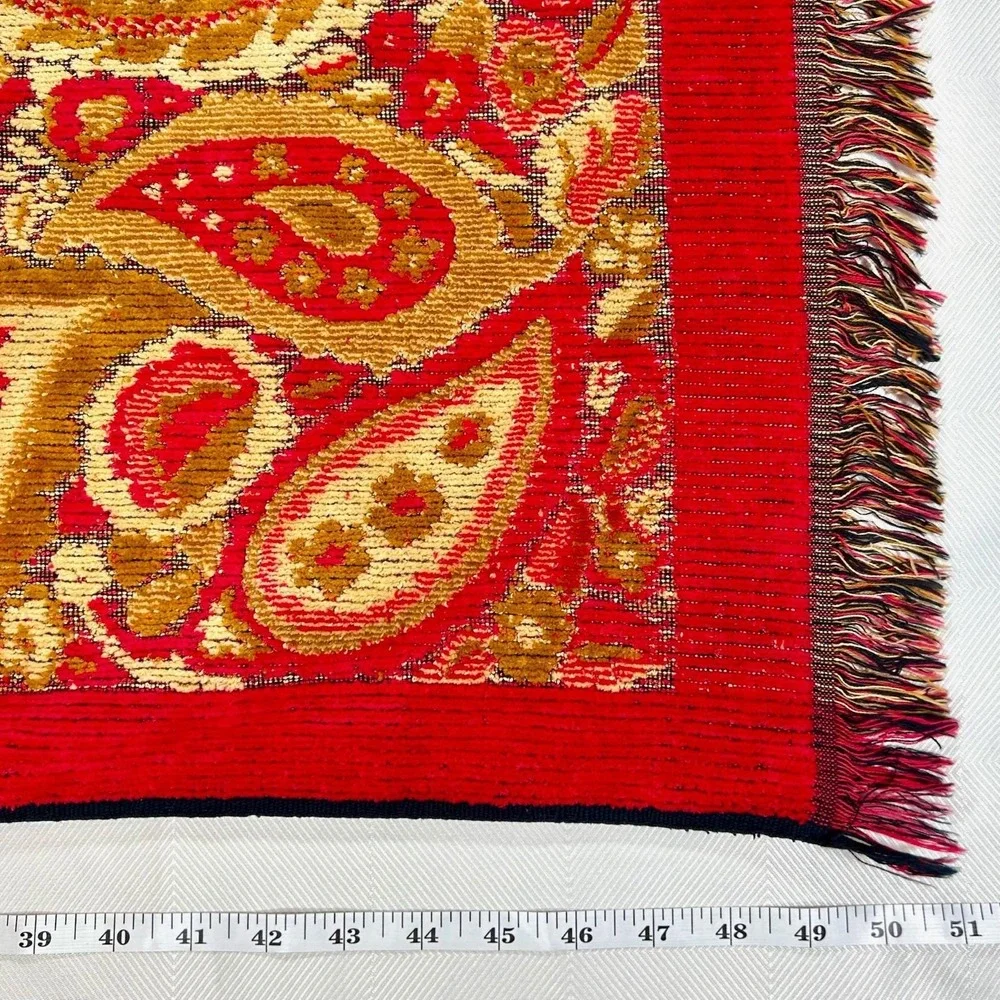 VTG Cannon Royal Family Sculpted Bath Towel Red & Gold Paisley  Regency VHTF EUC